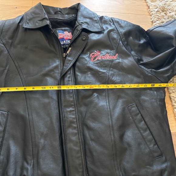 St. Louis Cardinal U.S.A. Leather Jacket Men's Size Large Removable Fleece VTG - Picture 7 of 10